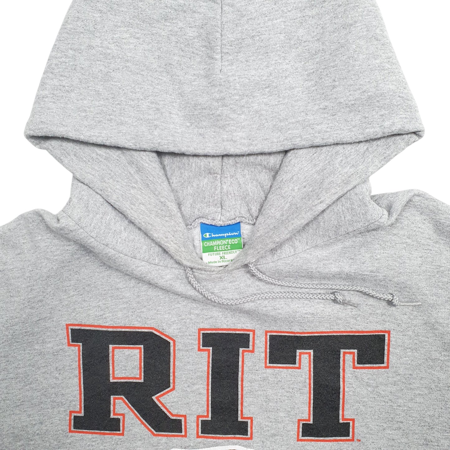 Mens Grey Champion RIT Spellout Hoodie Jumper