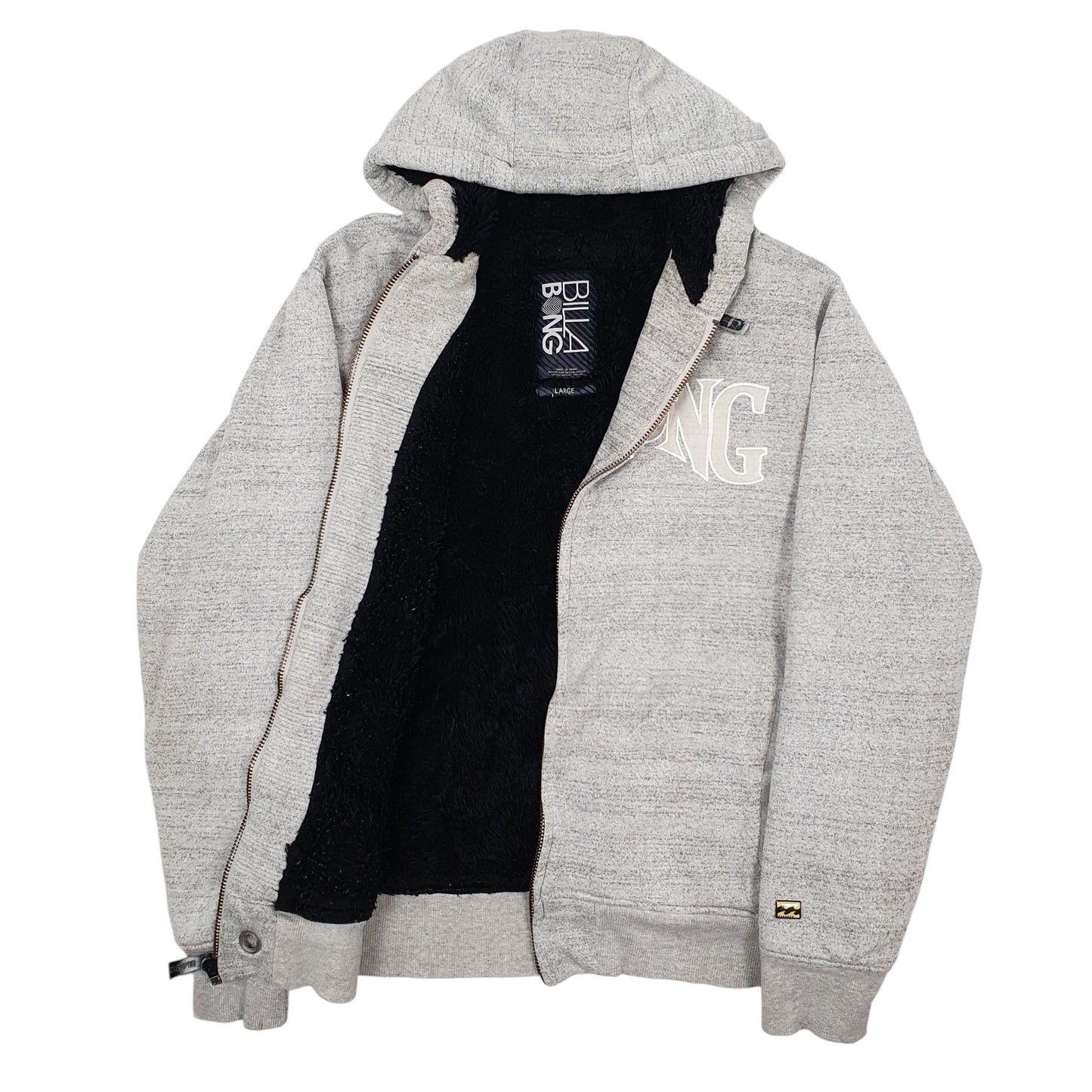 Mens Grey Billabong Fleece Lined Full Zip Jumper