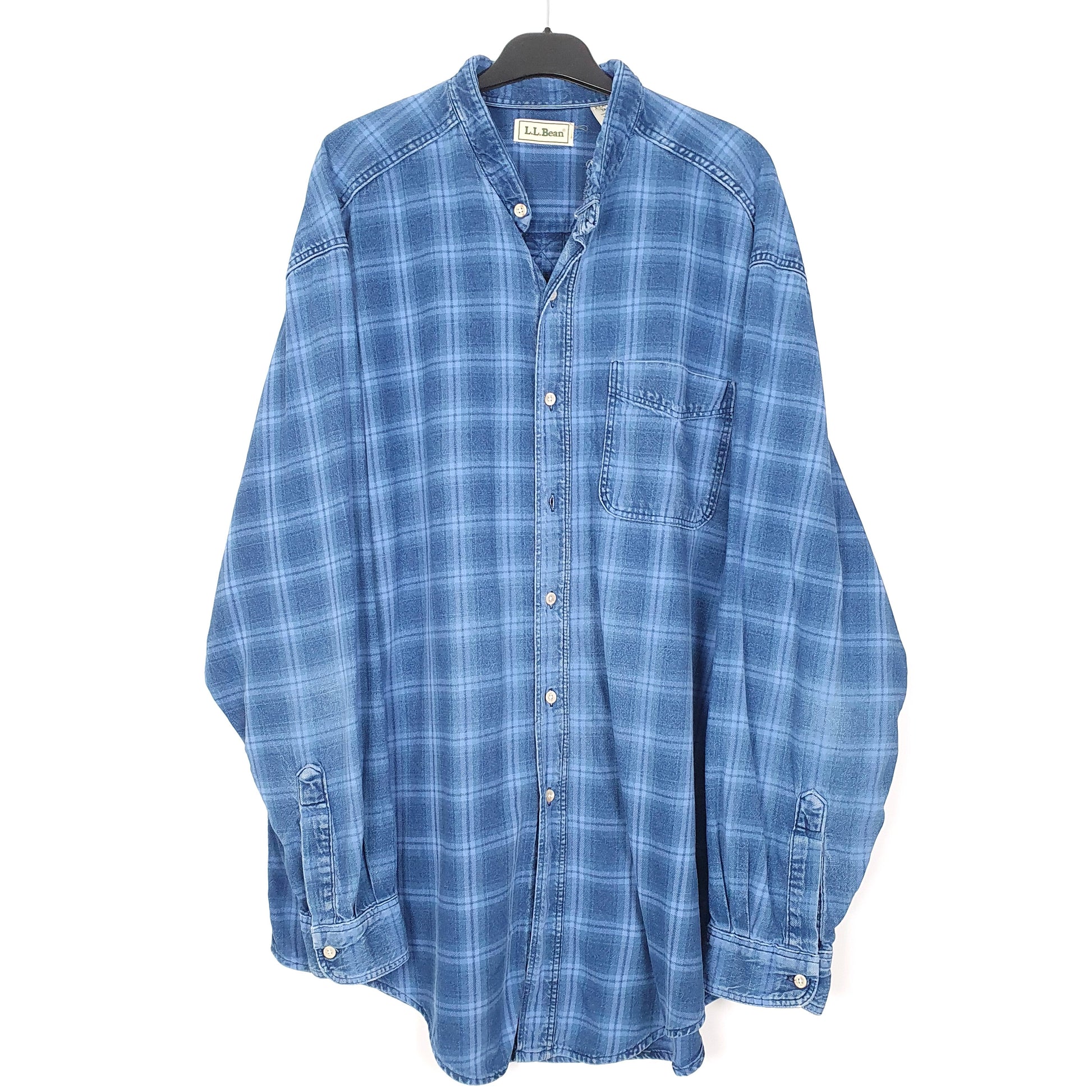 Mens Navy L.L.Bean Vintage 1990s Made In USA Long Sleeve Shirt