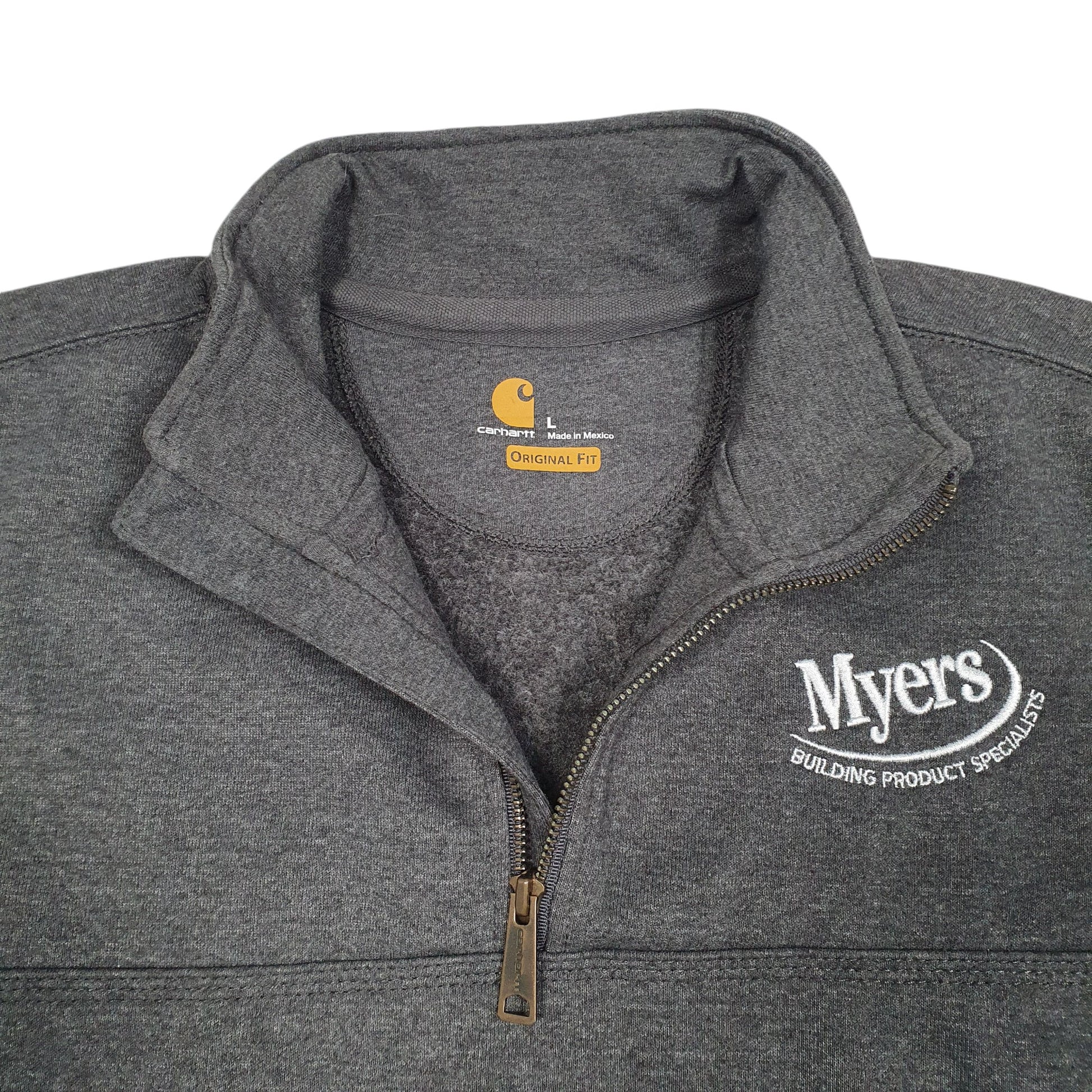 Mens Grey Carhartt Workwear Myers Building Specialist Timberlake Cabinetry Quarter Zip Jumper