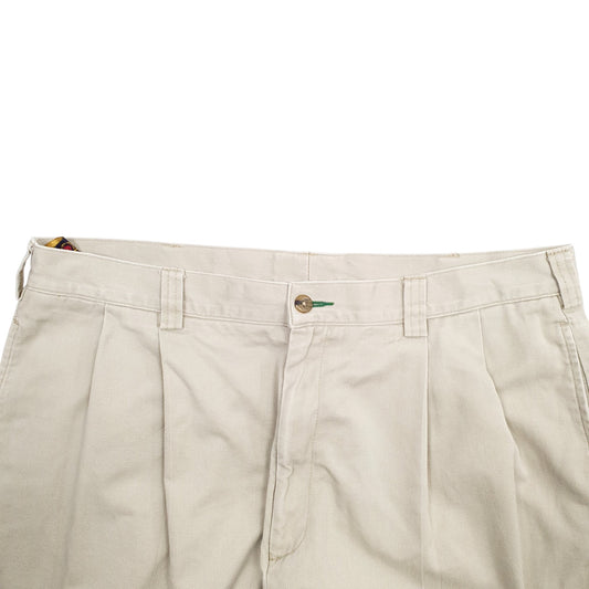 Mens Cream Tommy Hilfiger Double Pleated Chino Trousers