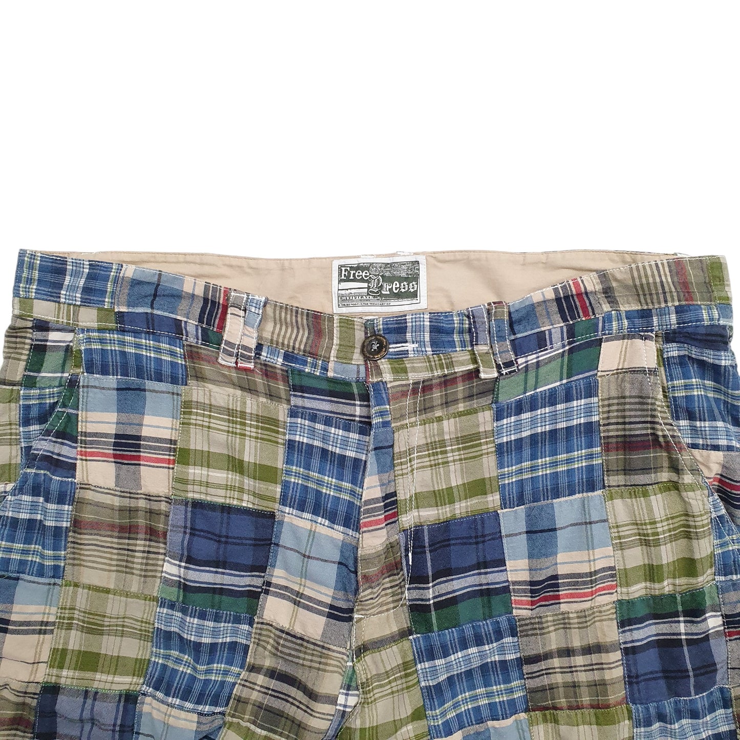 Mens Blue Free Press Madras Ivy League Chino Shorts