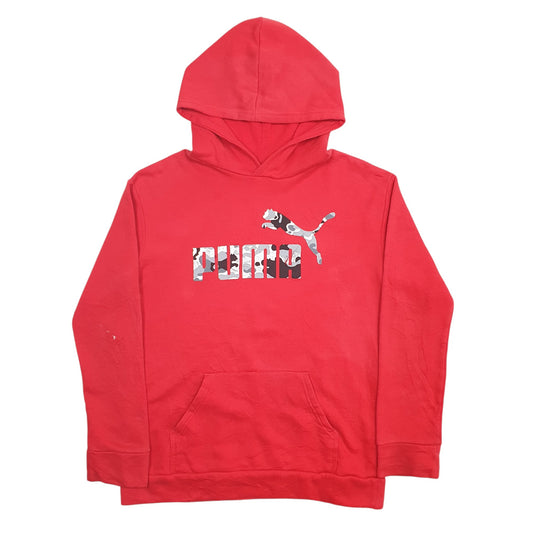 Mens Red Puma Spellout Hoodie Jumper