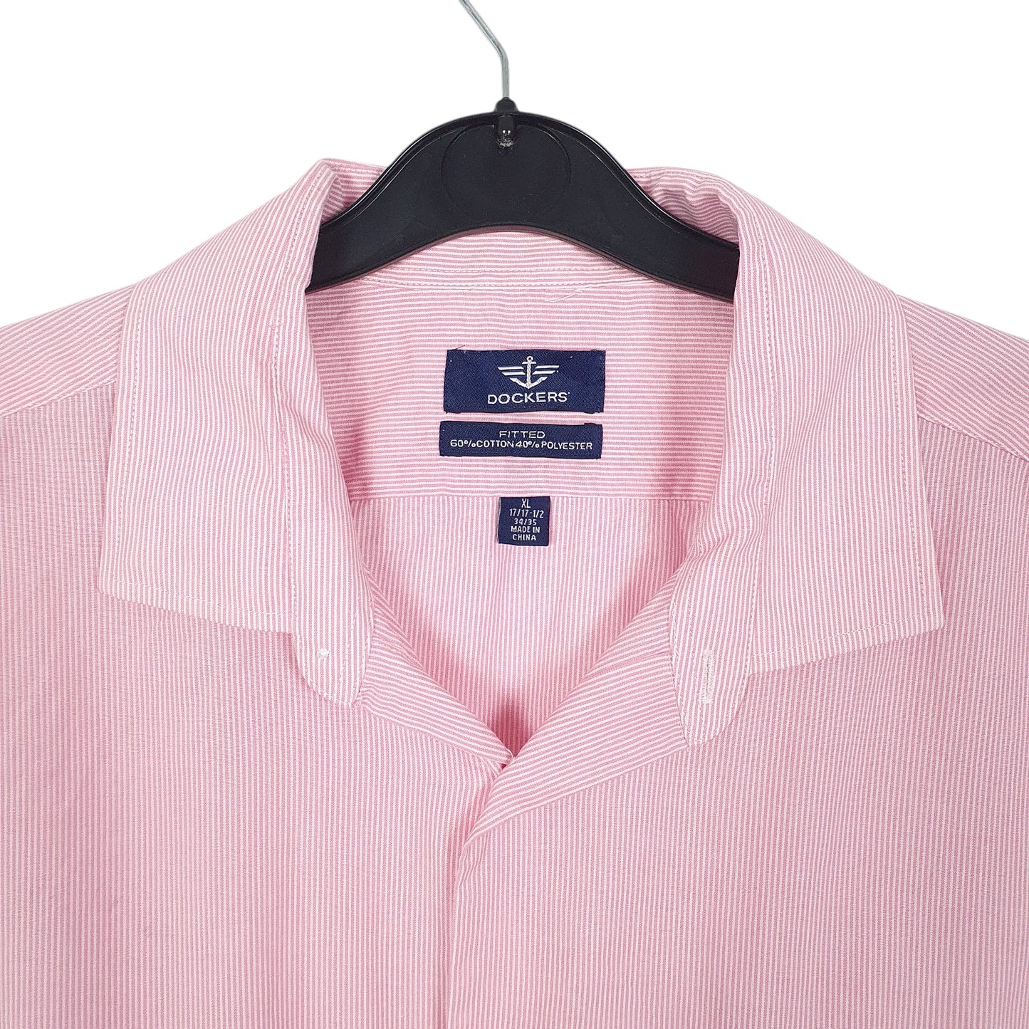 Mens Pink Dockers Fitted Long Sleeve Shirt