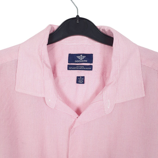 Mens Pink Dockers Fitted Long Sleeve Shirt