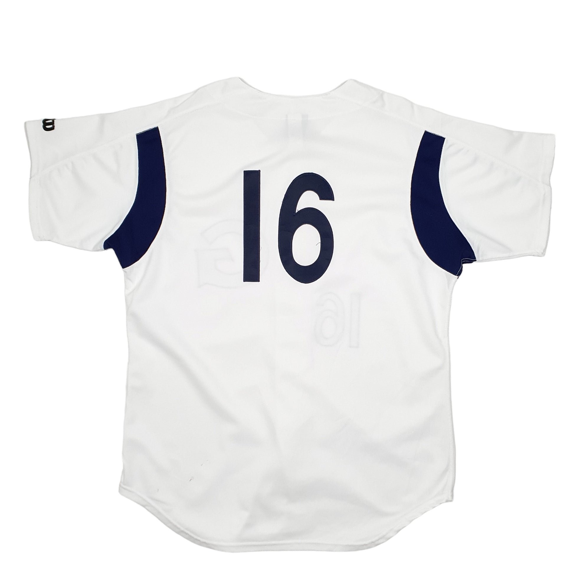 Mens White Wilson Vintage Baseball Jersey Made In USA Short Sleeve T Shirt