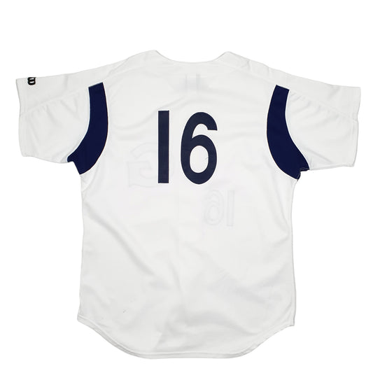 Mens White Wilson Vintage Baseball Jersey Made In USA Short Sleeve T Shirt