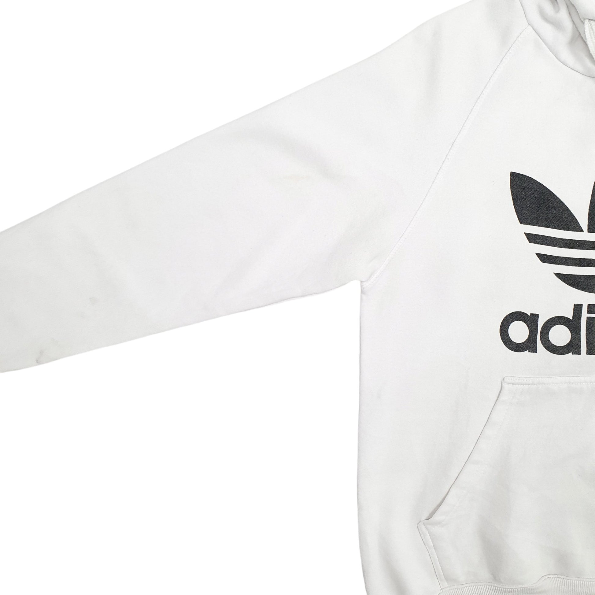 Womens White Adidas Spellout Hoodie Jumper