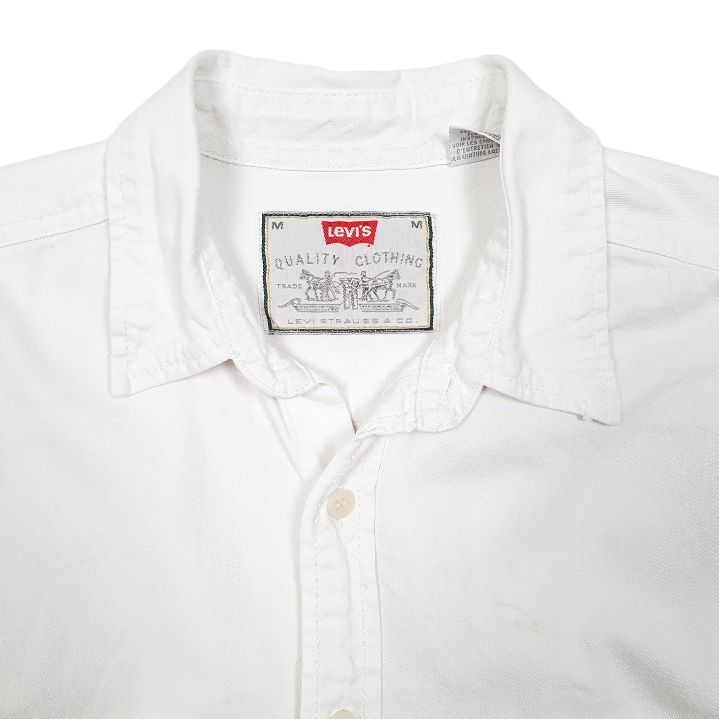 Mens White Levis Denim Jeans Vintage Overshirt Shacket Long Sleeve Shirt