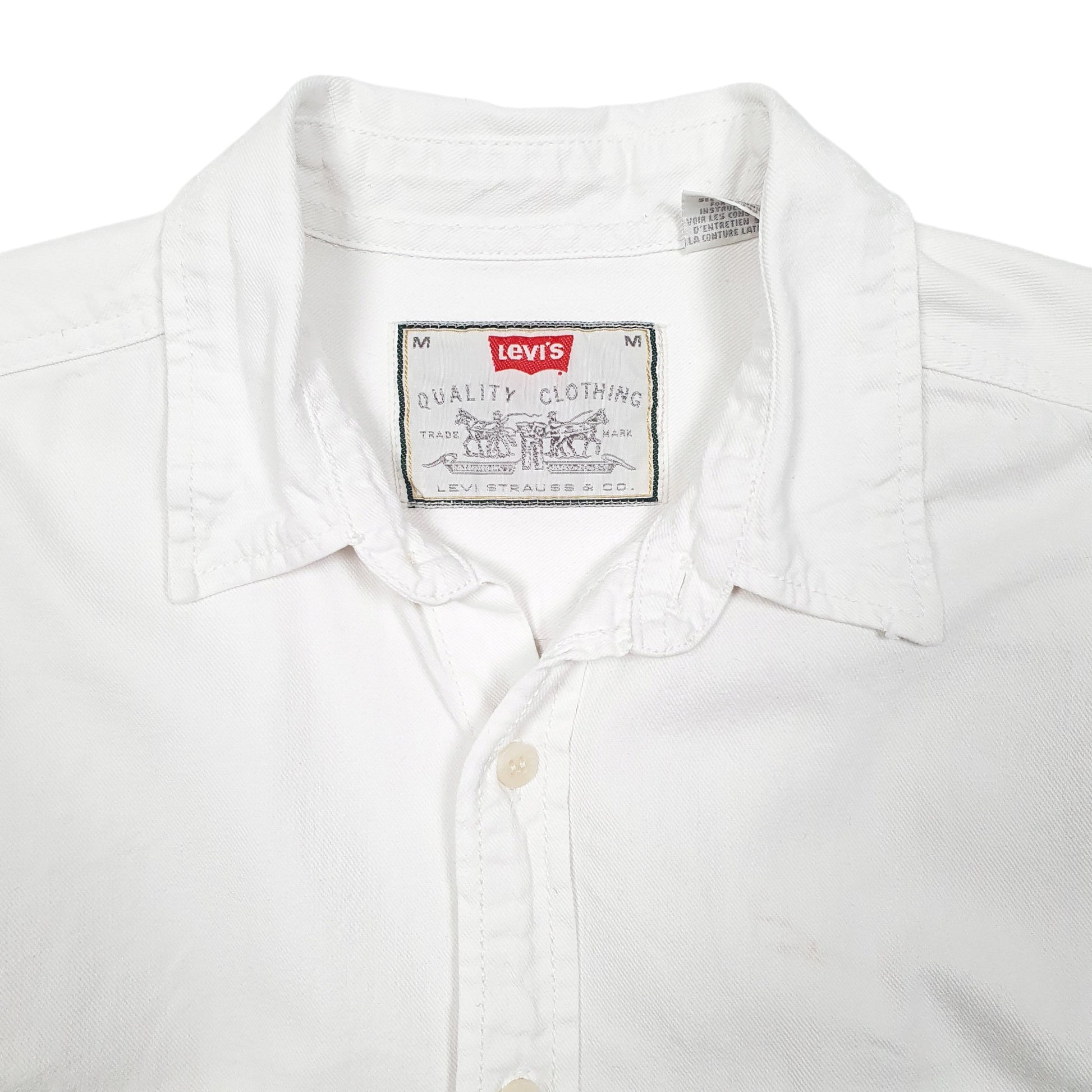 Mens White Levis Denim Jeans Vintage Overshirt Shacket Long Sleeve Shirt