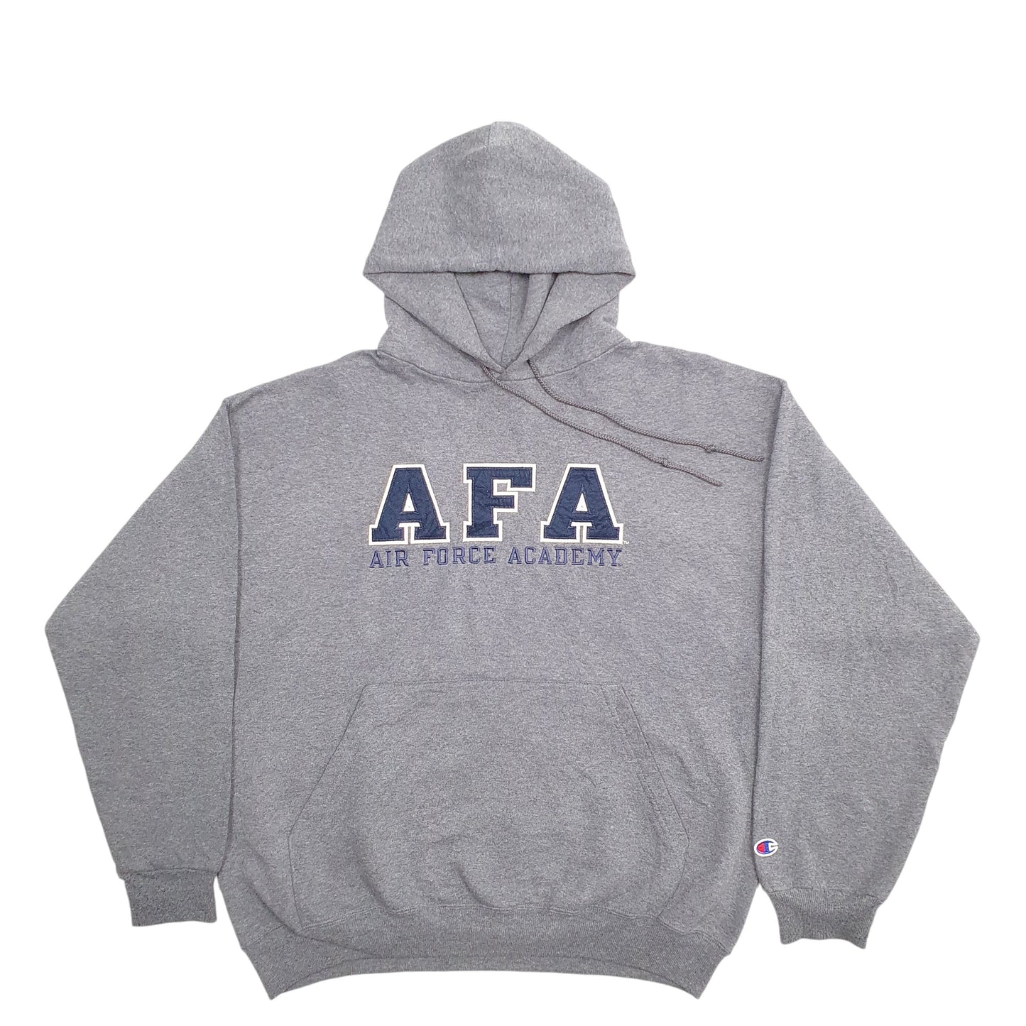 Mens Grey Champion Air Force Academy Spellout Hoodie Jumper