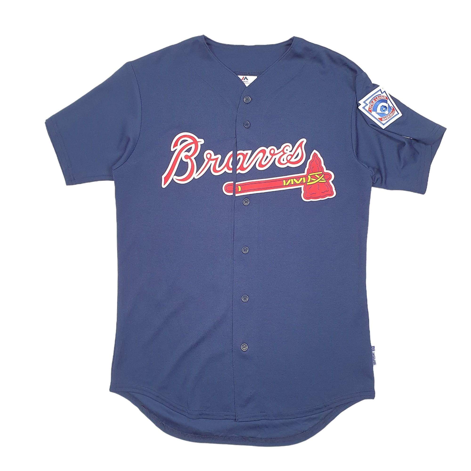 Majestic MLB Baseball Jersey Atlanta Braves Little League USA Short Sleeve Polyester T Shirt S