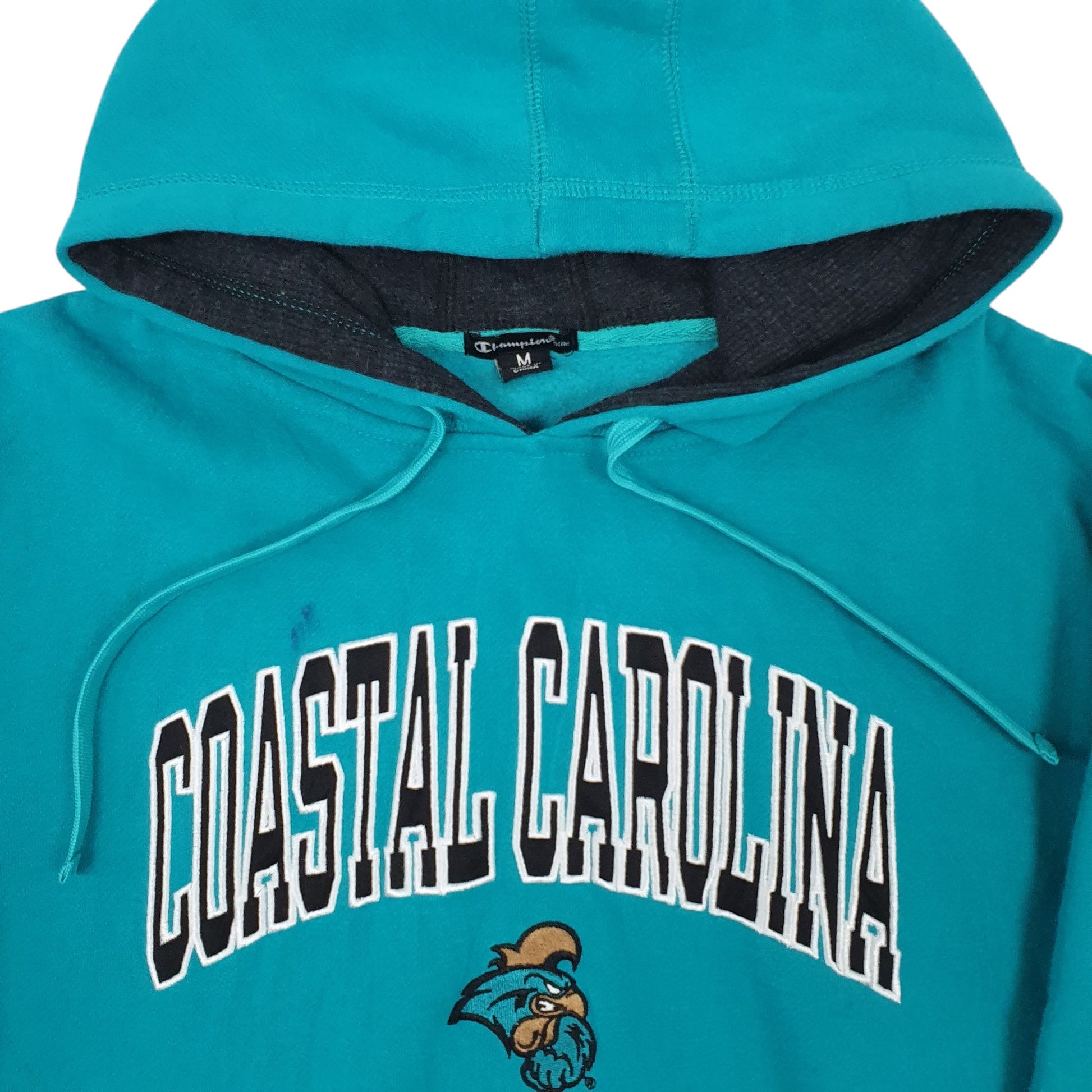 Mens Blue Champion Coastal Carolina Spellout Embroidered Hoodie Jumper