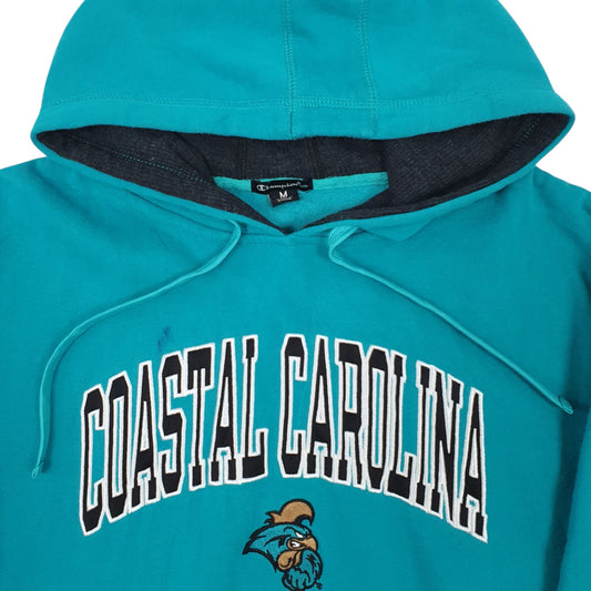 Mens Blue Champion Coastal Carolina Spellout Embroidered Hoodie Jumper