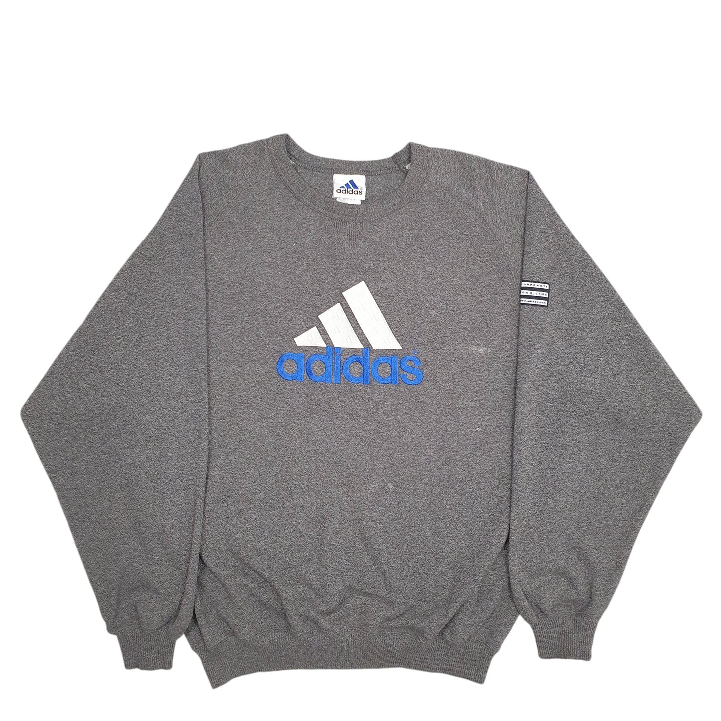 Mens Grey Adidas Spellout Vintage 90's Crewneck Jumper
