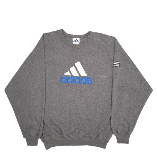 Mens Grey Adidas Spellout Vintage 90's Crewneck Jumper