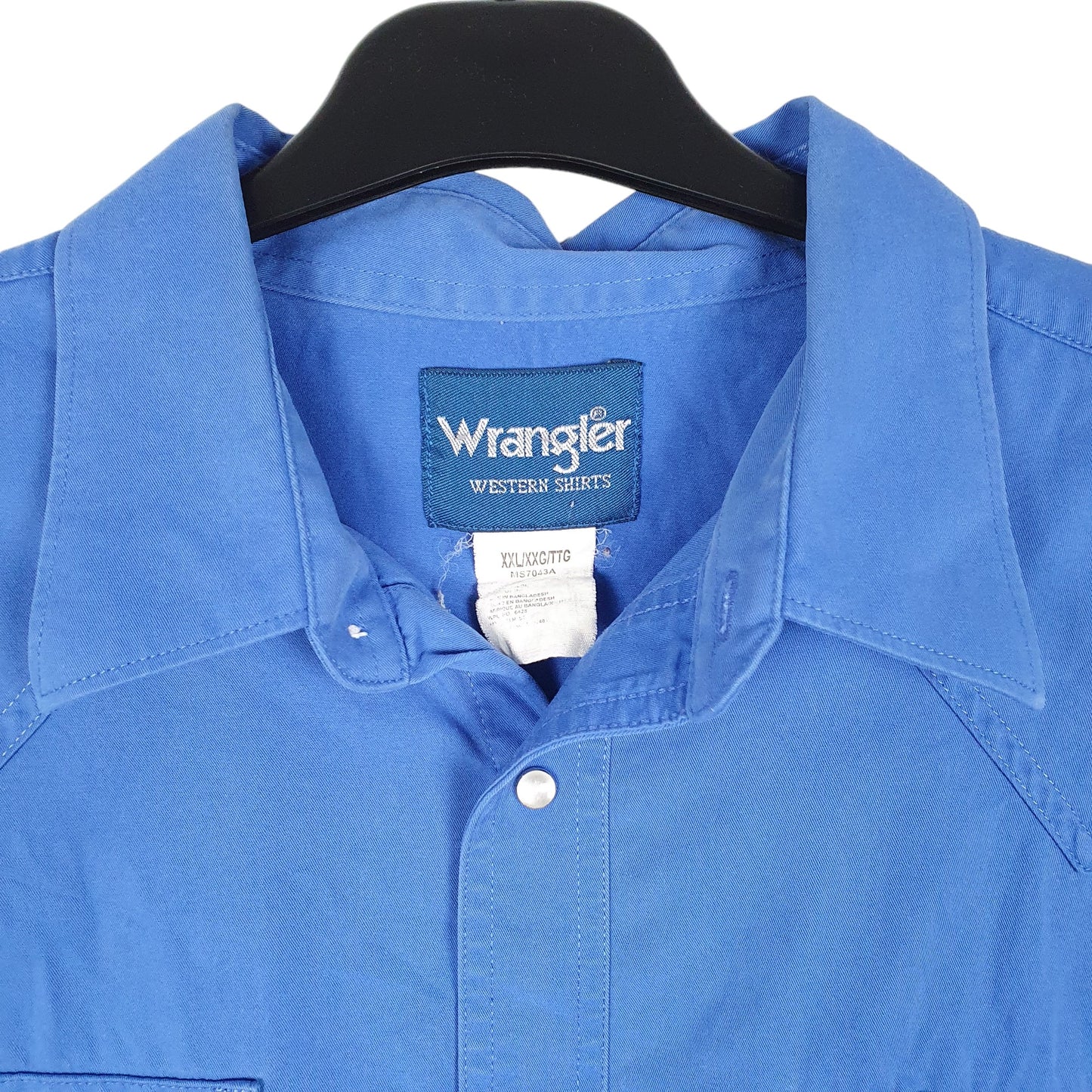 Mens Blue Wrangler Western Vintage Short Sleeve Shirt