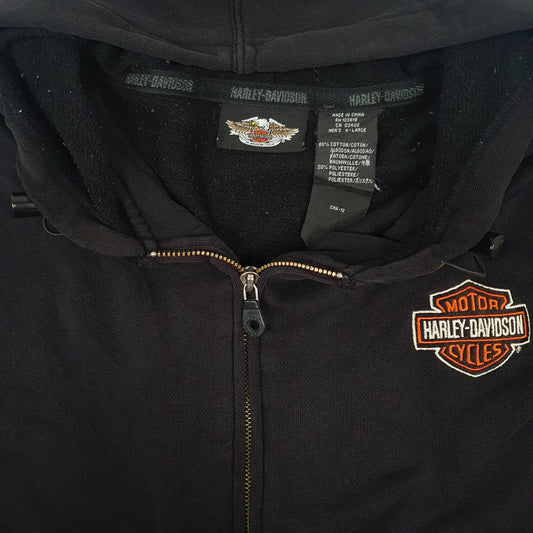 Mens Black Harley Davidson  Full Zip Jumper