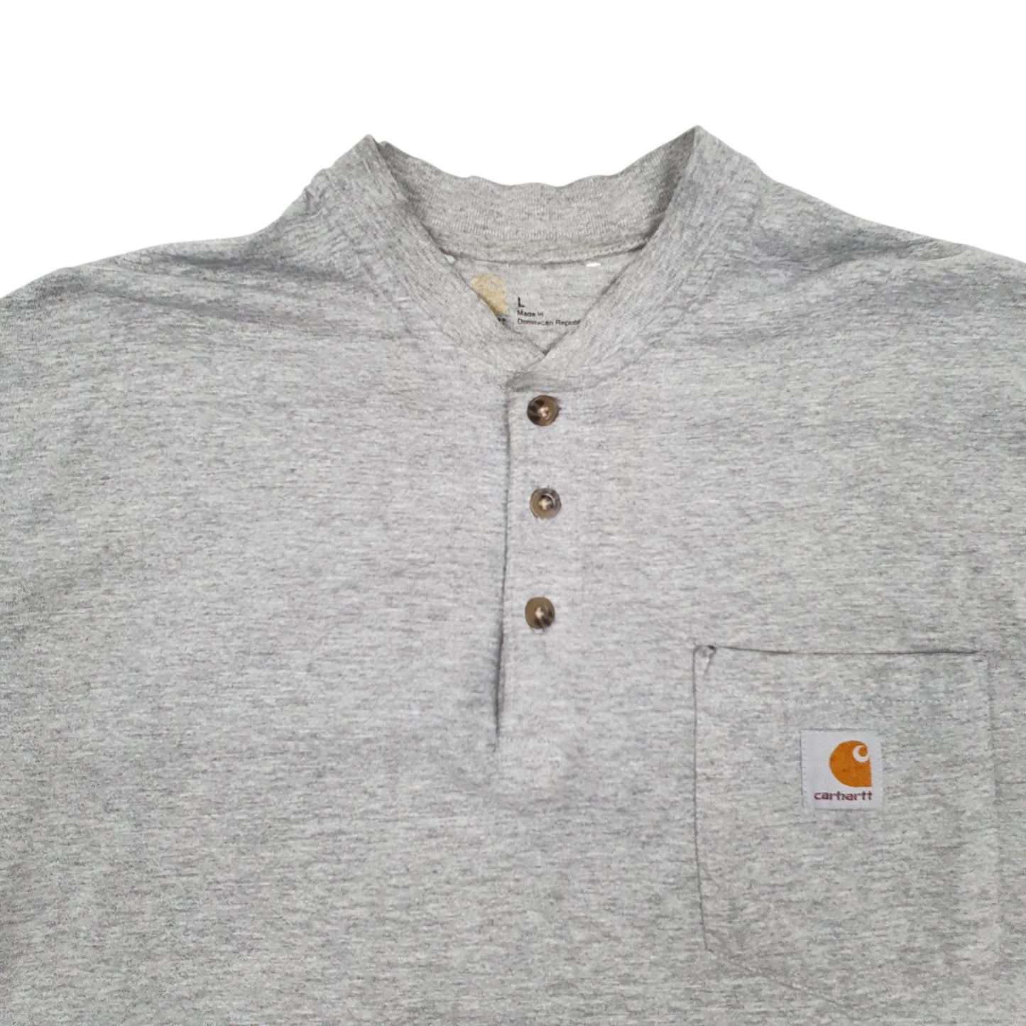 Mens Grey Carhartt Henley Short Sleeve T Shirt