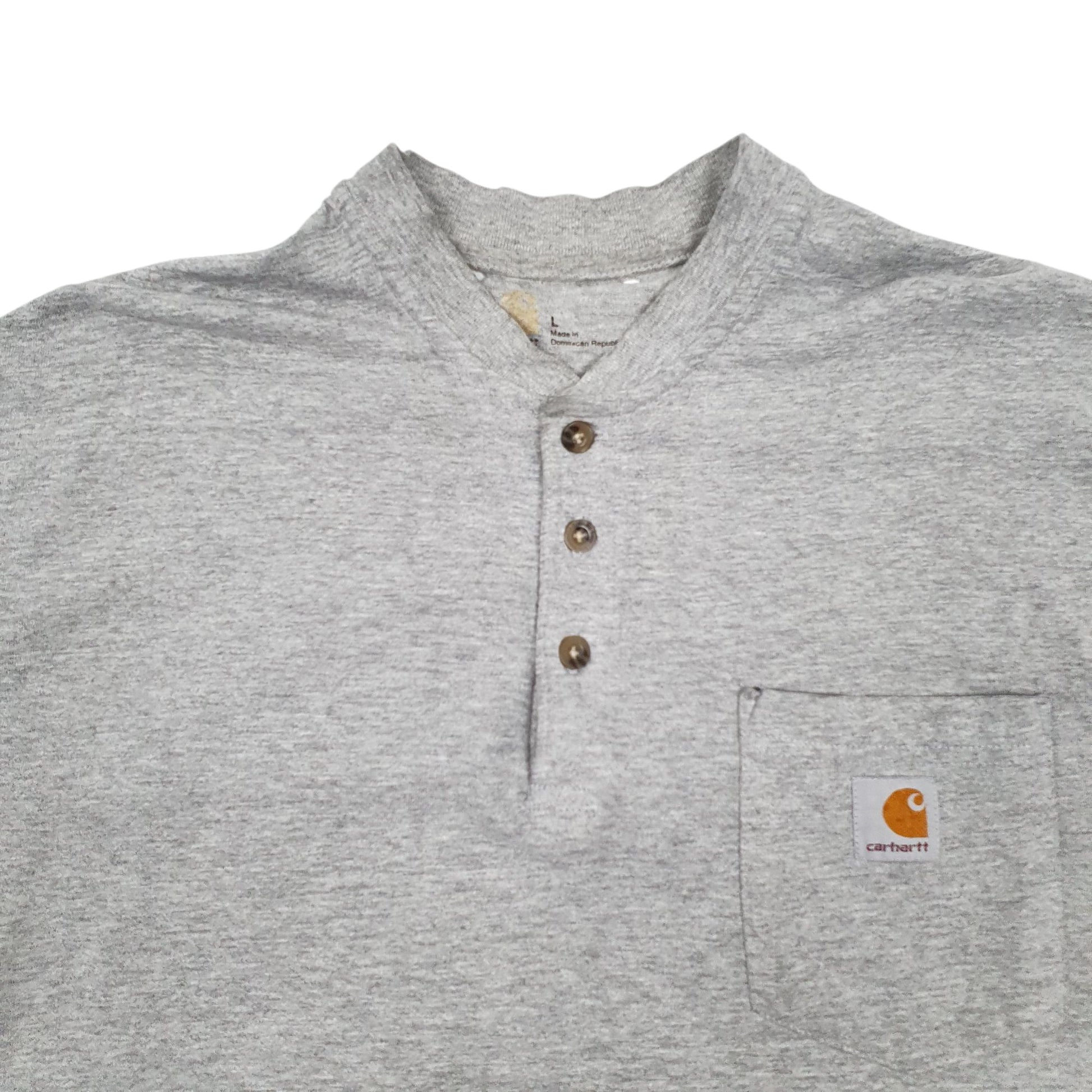 Mens Grey Carhartt Henley Short Sleeve T Shirt