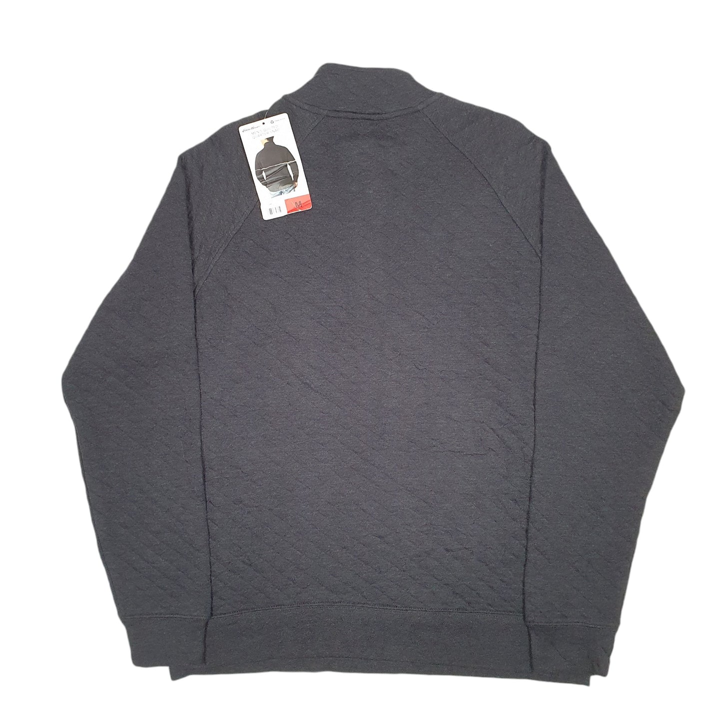 Mens Grey Eddie Bauer Snap Quilted Quarter Zip Jumper