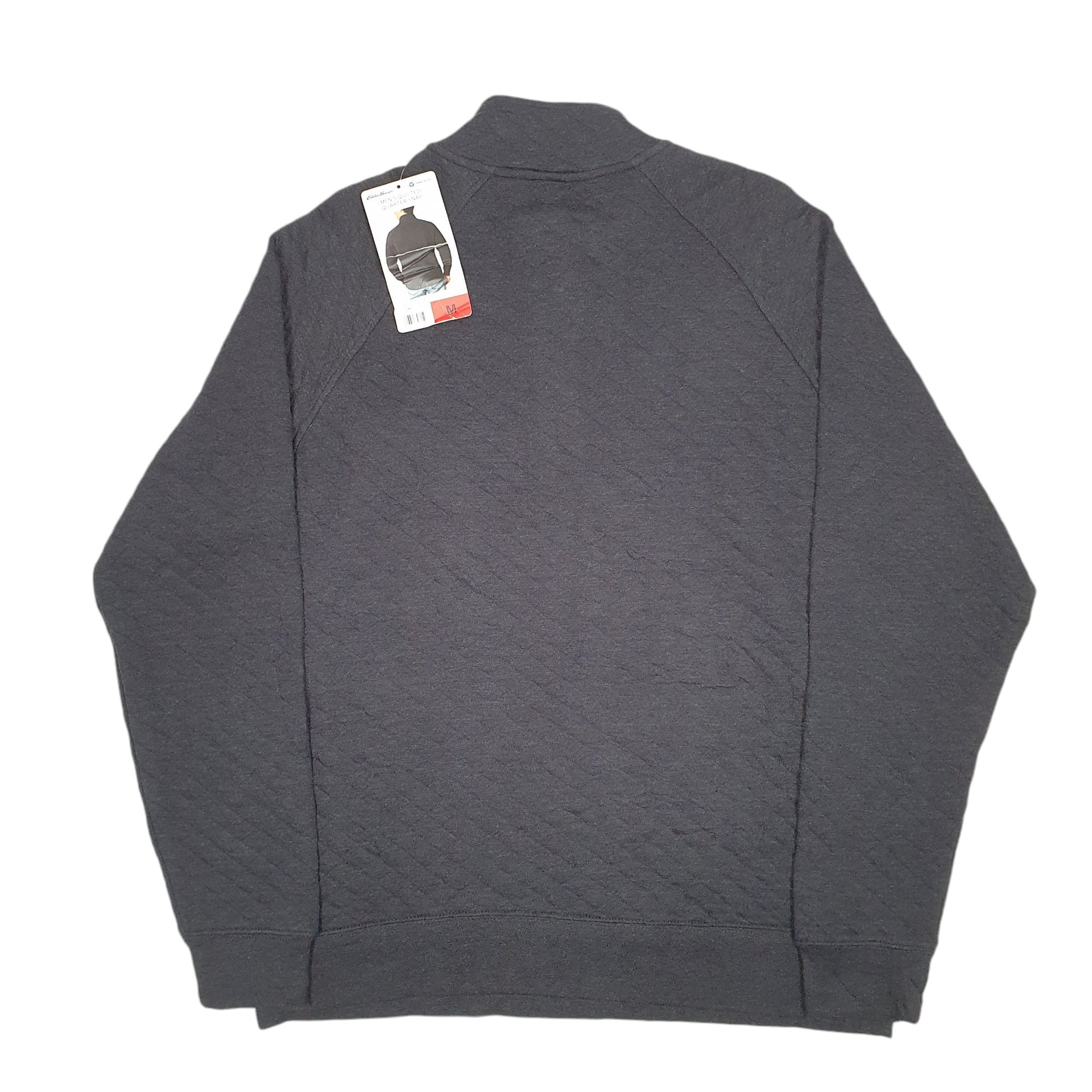 Mens Grey Eddie Bauer Snap Quilted Quarter Zip Jumper