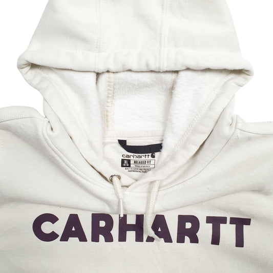 Womens Cream Carhartt Spellout Hoodie Jumper