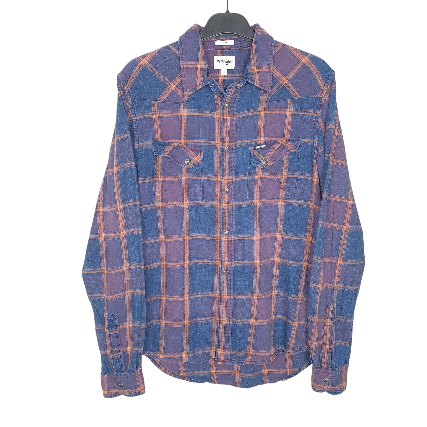 Mens Navy Wrangler Western Pearl Snap Cowboy Long Sleeve Shirt