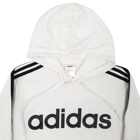 Mens White Adidas Spellout Hoodie Jumper