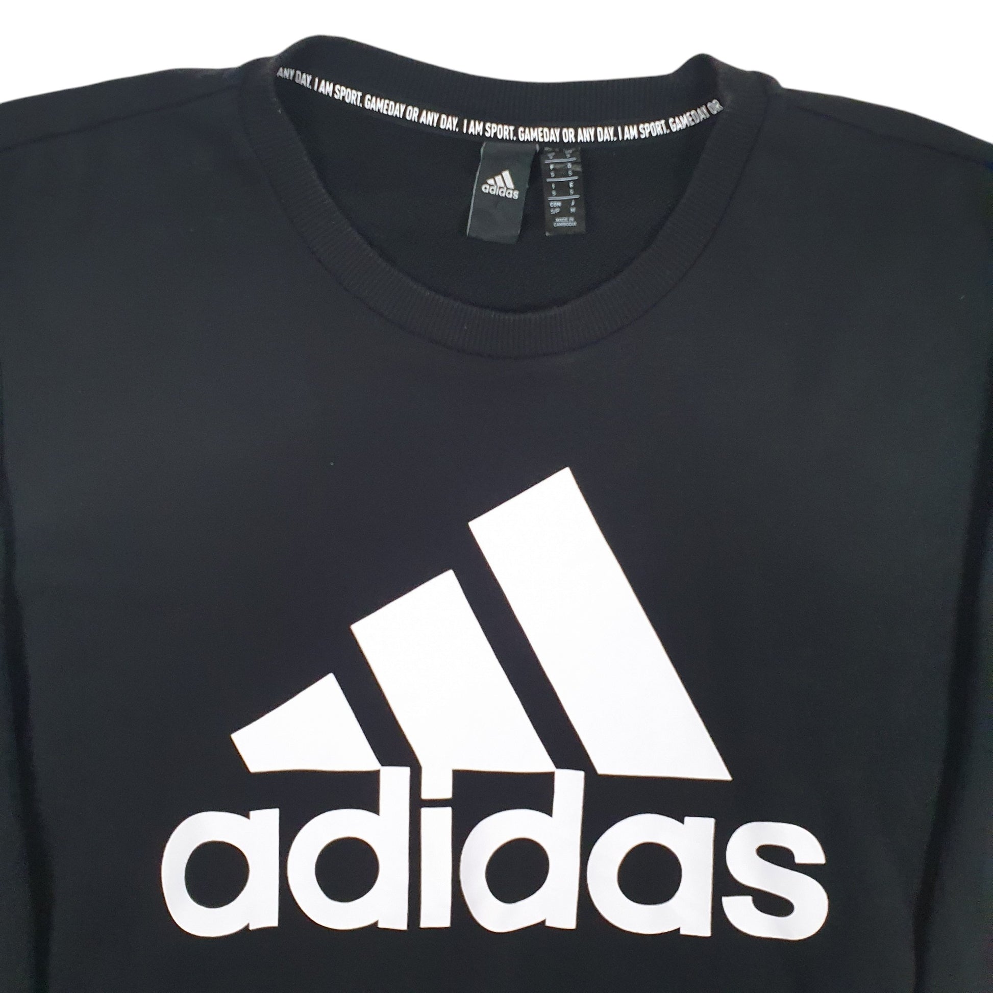 Mens Black Adidas Spellout Crewneck Jumper