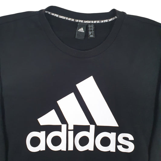 Mens Black Adidas Spellout Crewneck Jumper