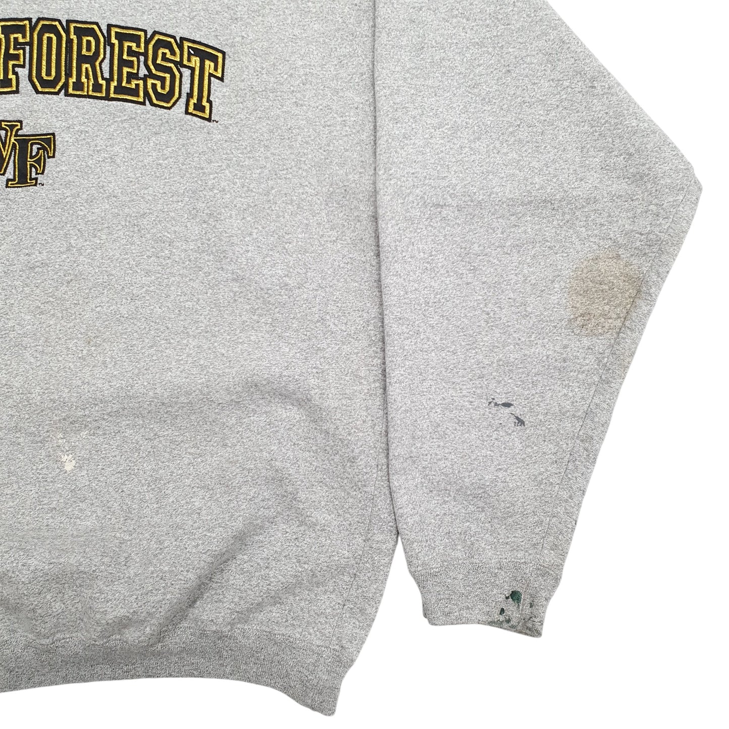 Mens Grey The Cotton Exchange Wake Forest Spellout Made In USA Vintage 90's Crewneck Jumper