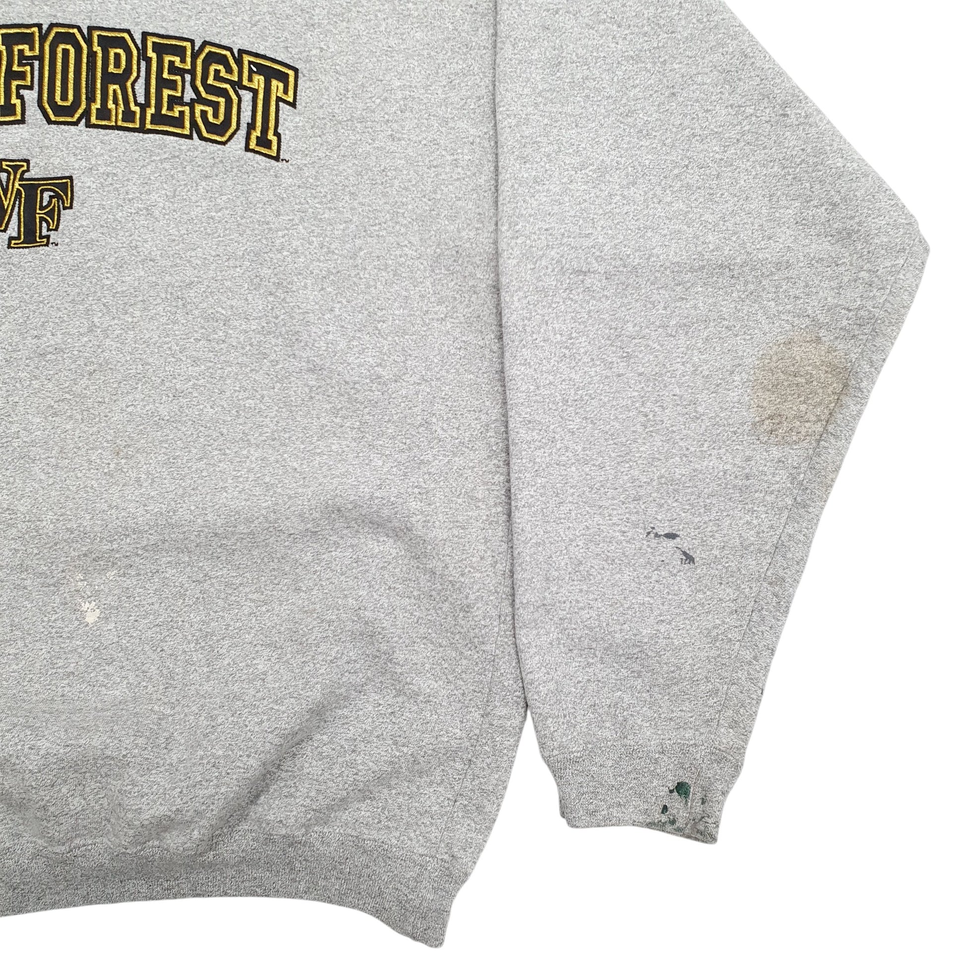 Mens Grey The Cotton Exchange Wake Forest Spellout Made In USA Vintage 90's Crewneck Jumper