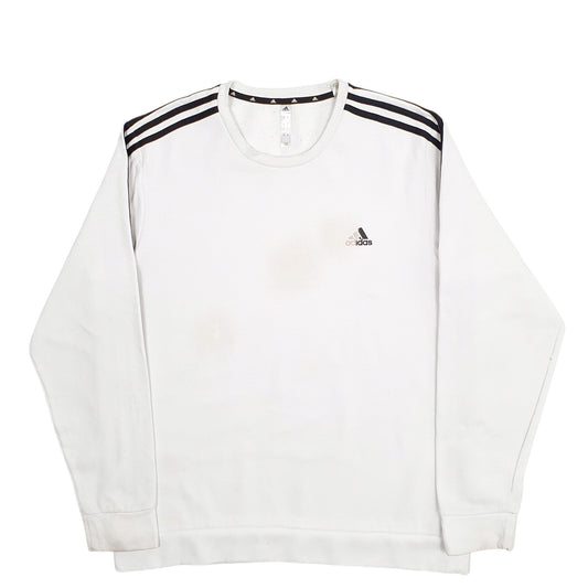 Mens White Adidas  Crewneck Jumper
