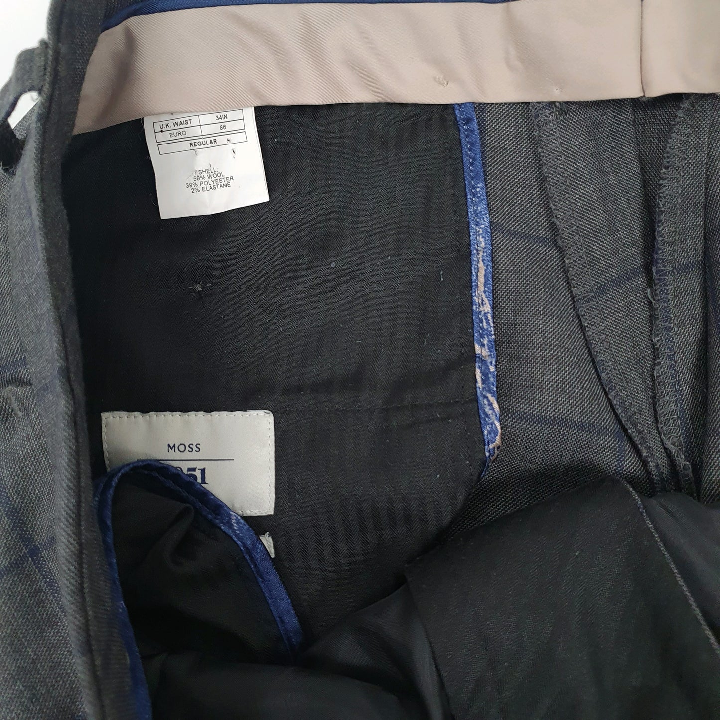 Mens Grey Moss Bros  Formal Trousers