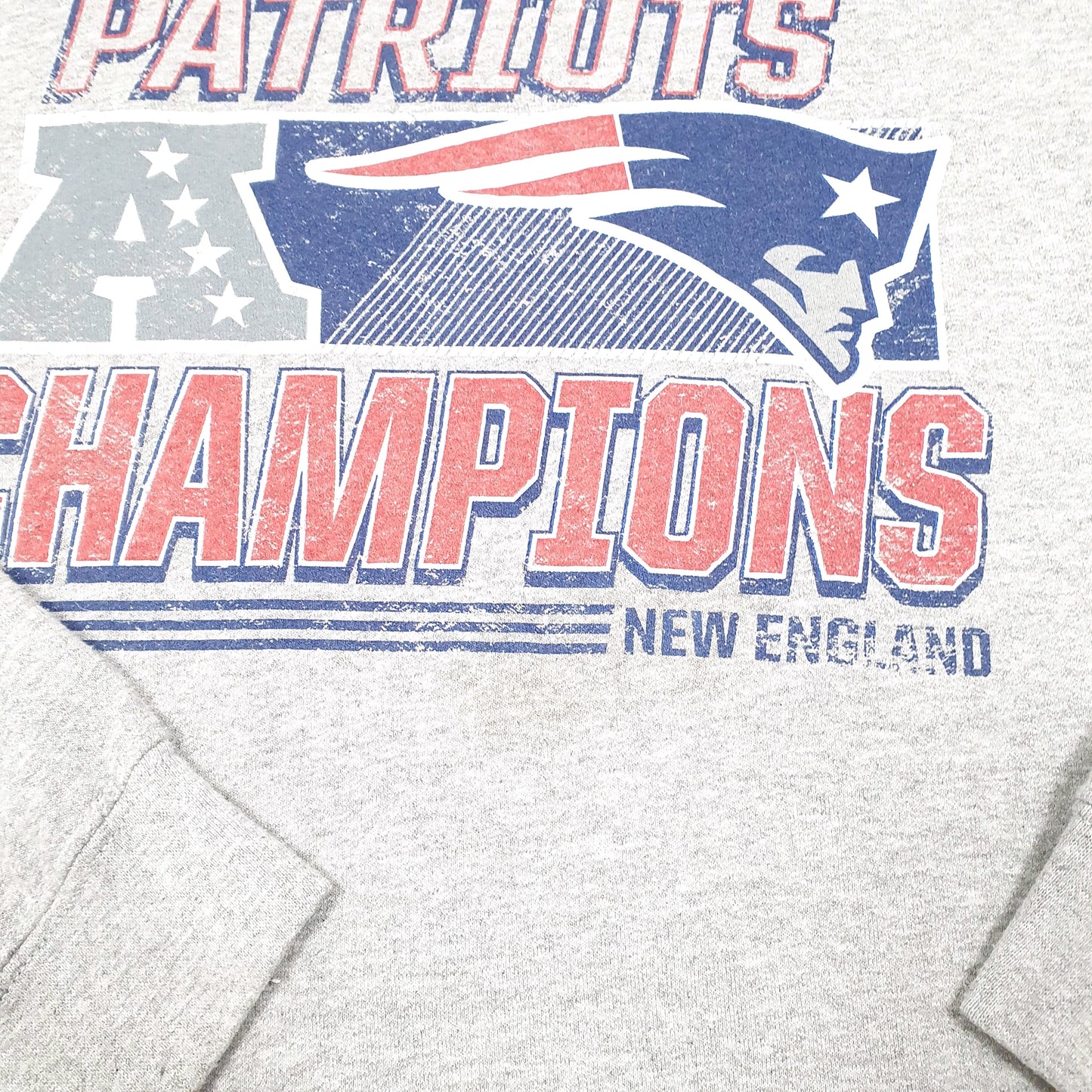Mens Grey NFL Team New England Patriots American Football Spellout Super bowl Hoodie Jumper