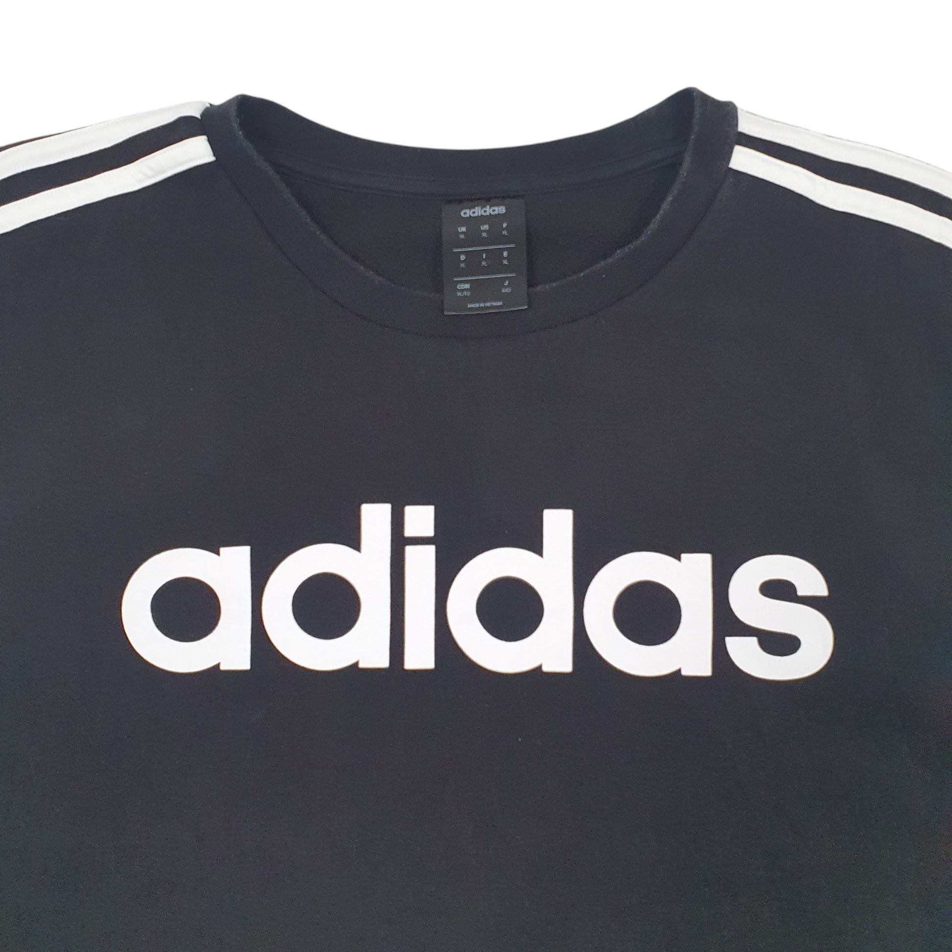 Mens Black Adidas Spellout Crewneck Jumper