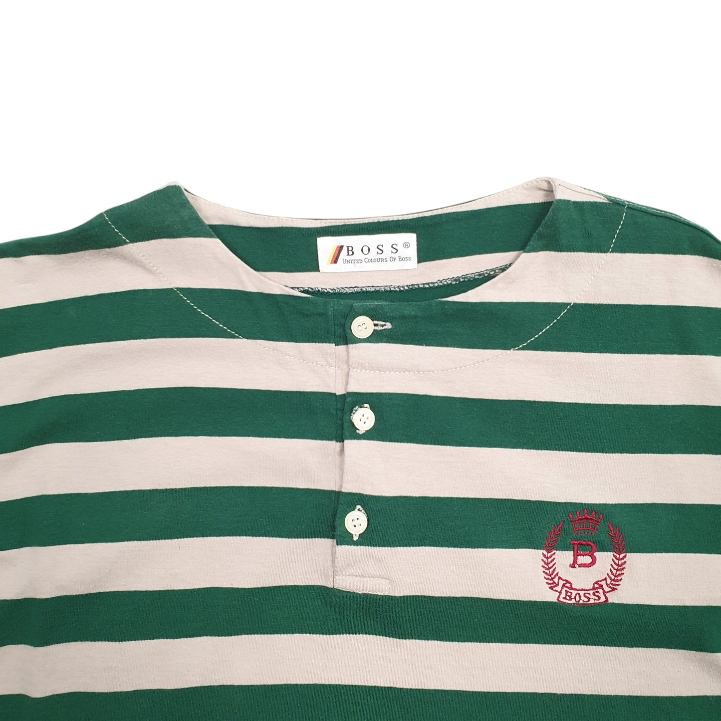 Mens Green Hugo Boss Stripes Long Sleeve T Shirt