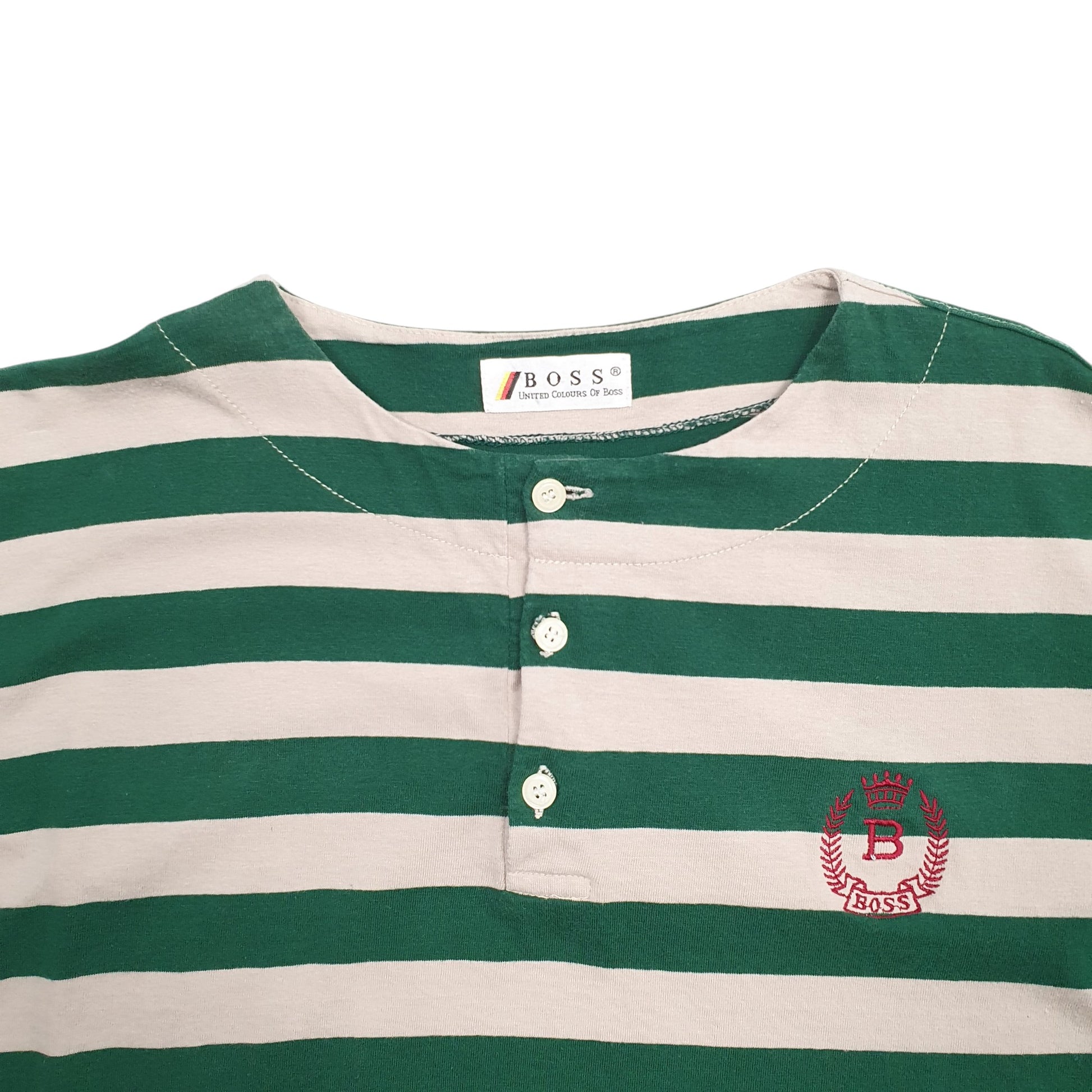 Mens Green Hugo Boss Stripes Long Sleeve T Shirt