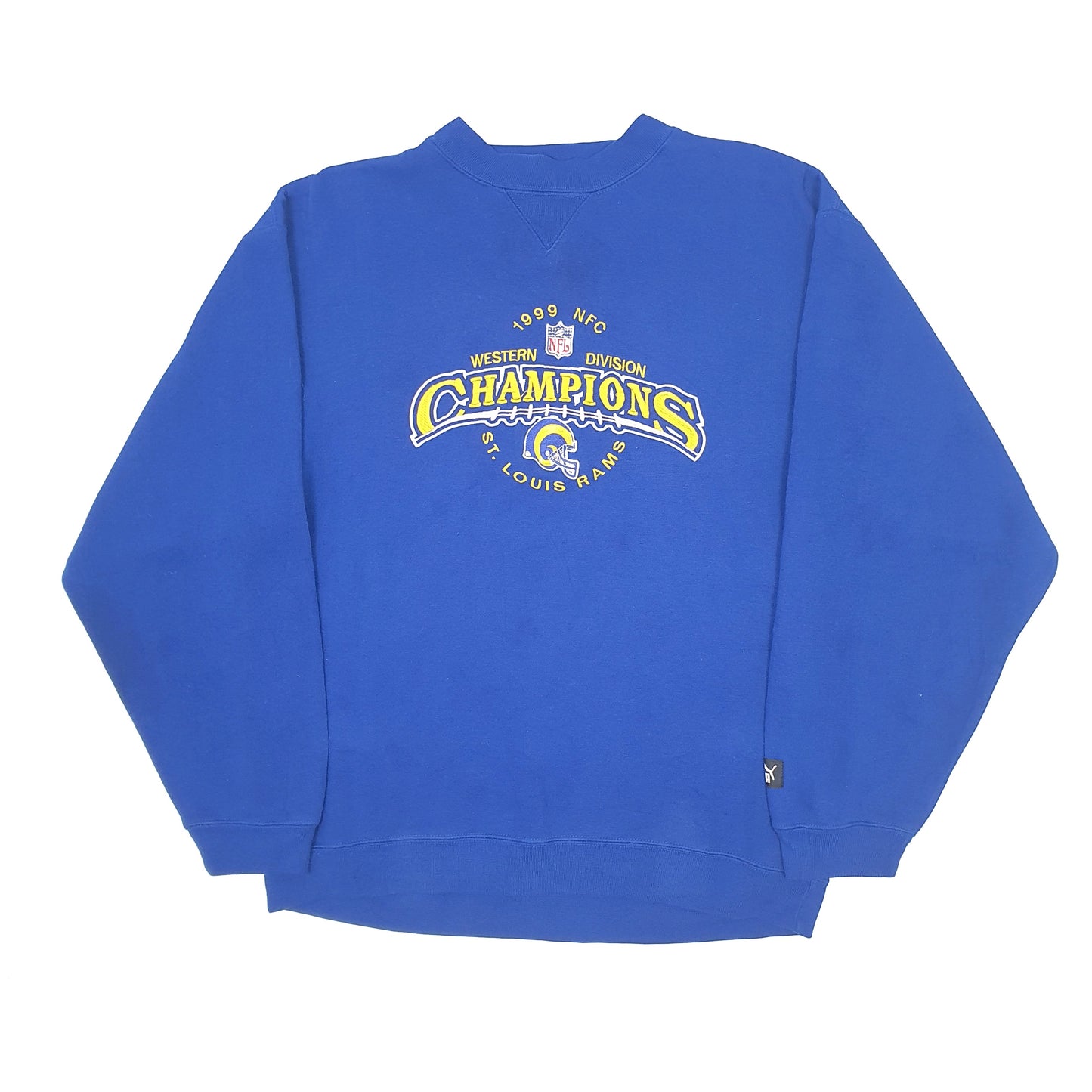 Mens Blue Puma Vintage 1999 90s St Louis Rams NFL Crewneck Jumper