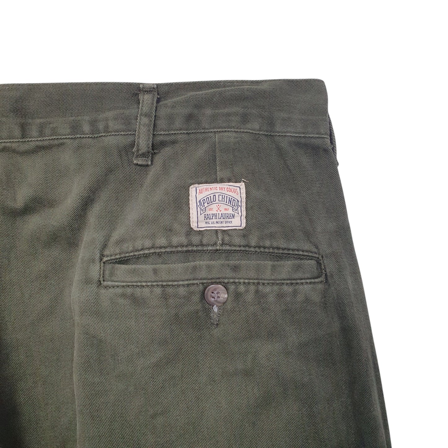 Mens Green Polo Ralph Lauren Vintage 80s Made In USA Double Pleated Chino Trousers