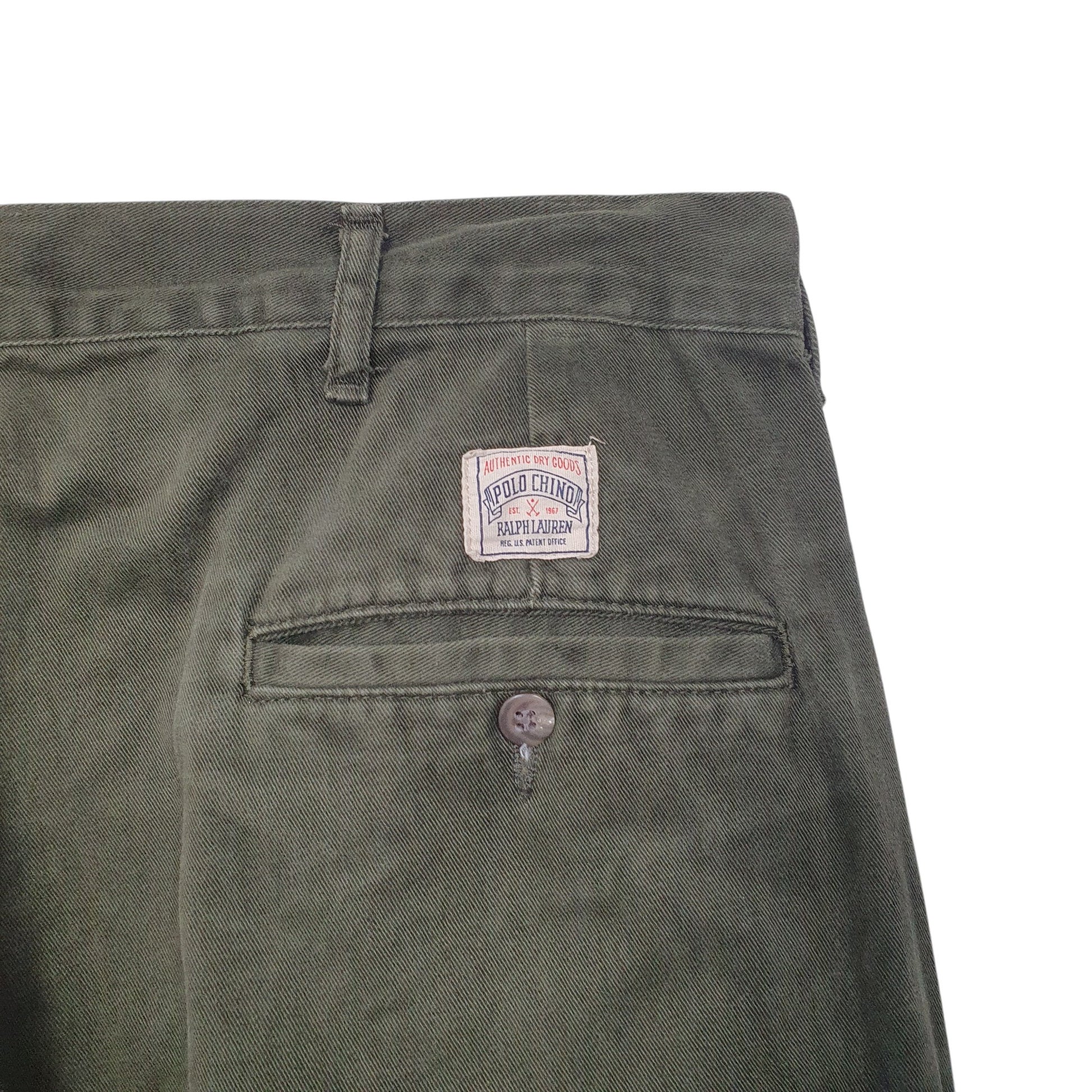 Mens Green Polo Ralph Lauren Vintage 80s Made In USA Double Pleated Chino Trousers