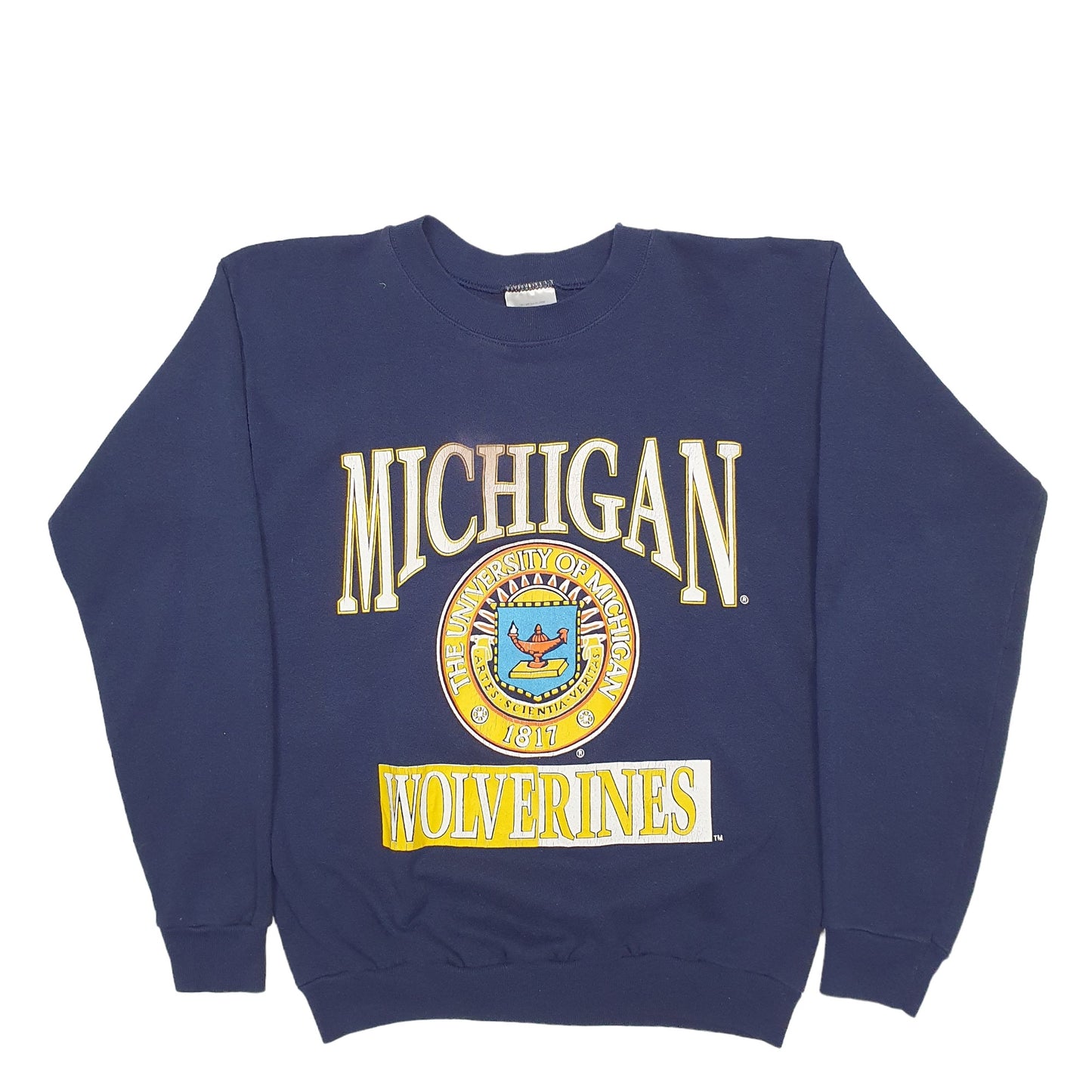 Mens Navy Tultex Michigan University Made In USA 90's Crewneck Jumper
