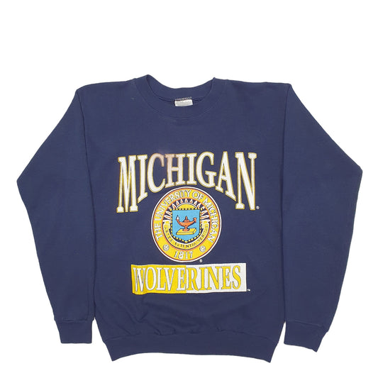 Mens Navy Tultex Michigan University Made In USA 90's Crewneck Jumper