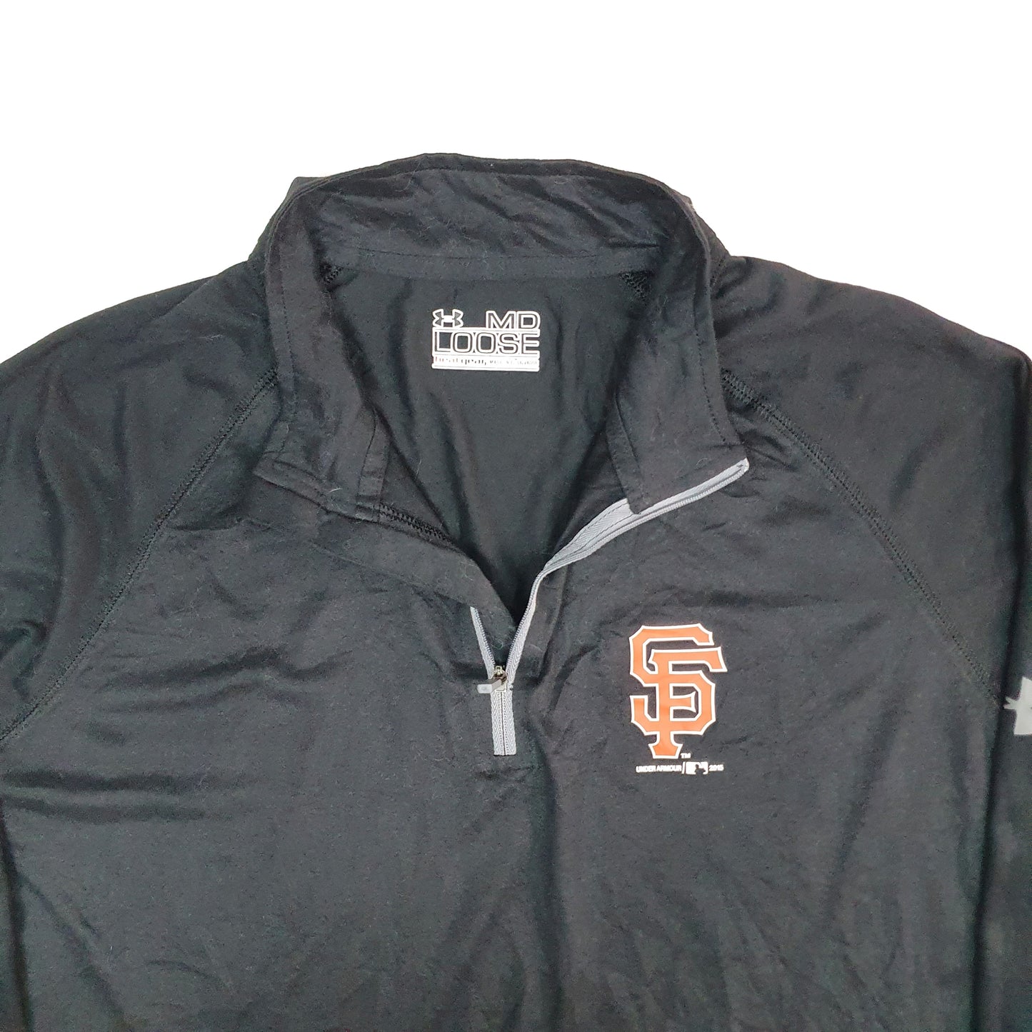 Mens Black Under Armour MLB San Francisco Giants Baseball Lightweight Quarter Zip Jumper