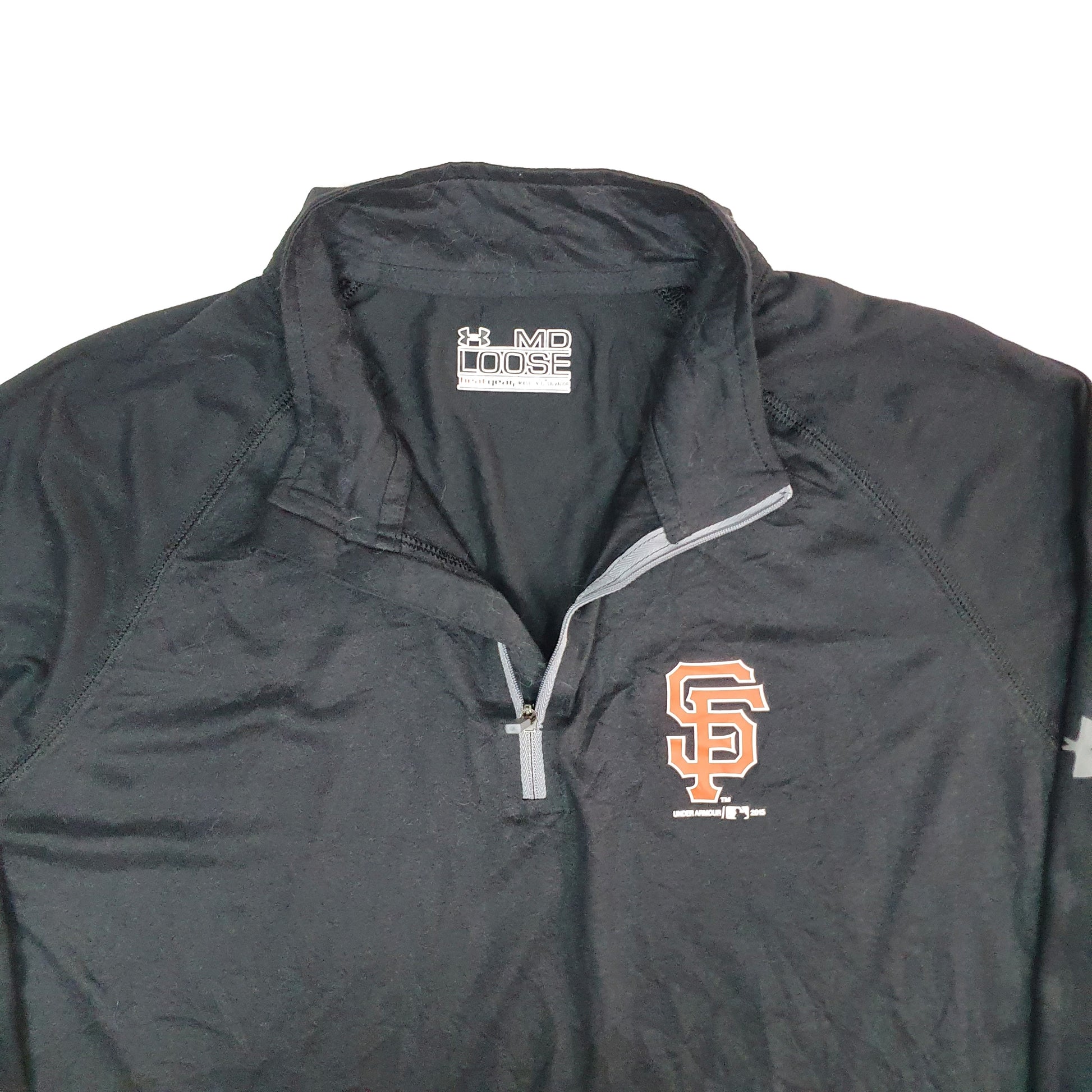 Mens Black Under Armour MLB San Francisco Giants Baseball Lightweight Quarter Zip Jumper