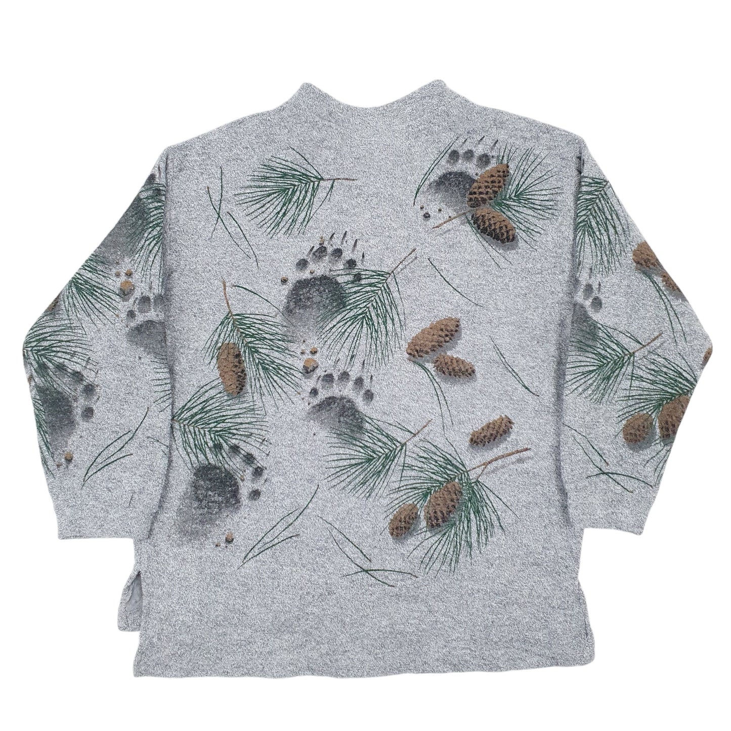 Mens Grey Artisans Sunschein Designs Button Up Vintage 90s Made In USA Quarter Zip Jumper