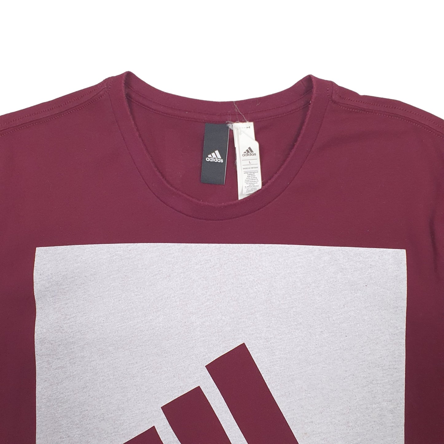 Mens Burgundy Adidas Spellout Short Sleeve T Shirt