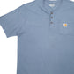 Mens Blue Carhartt Henley Short Sleeve T Shirt