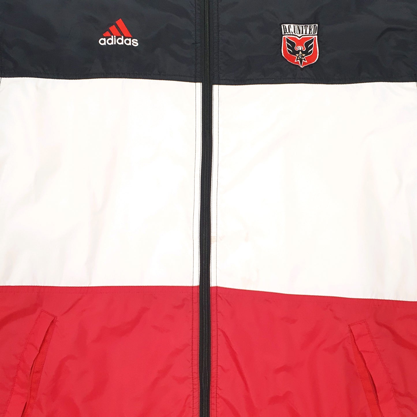 Mens Black Adidas Vintage 90s DC United Quarter Zip Coat